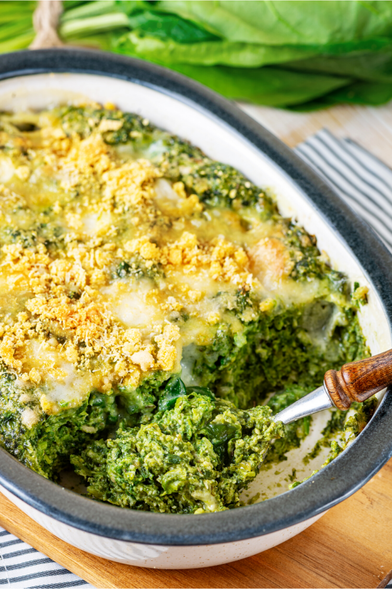 Cheesy Spinach Casserole Made With Fresh or Frozen Spinach