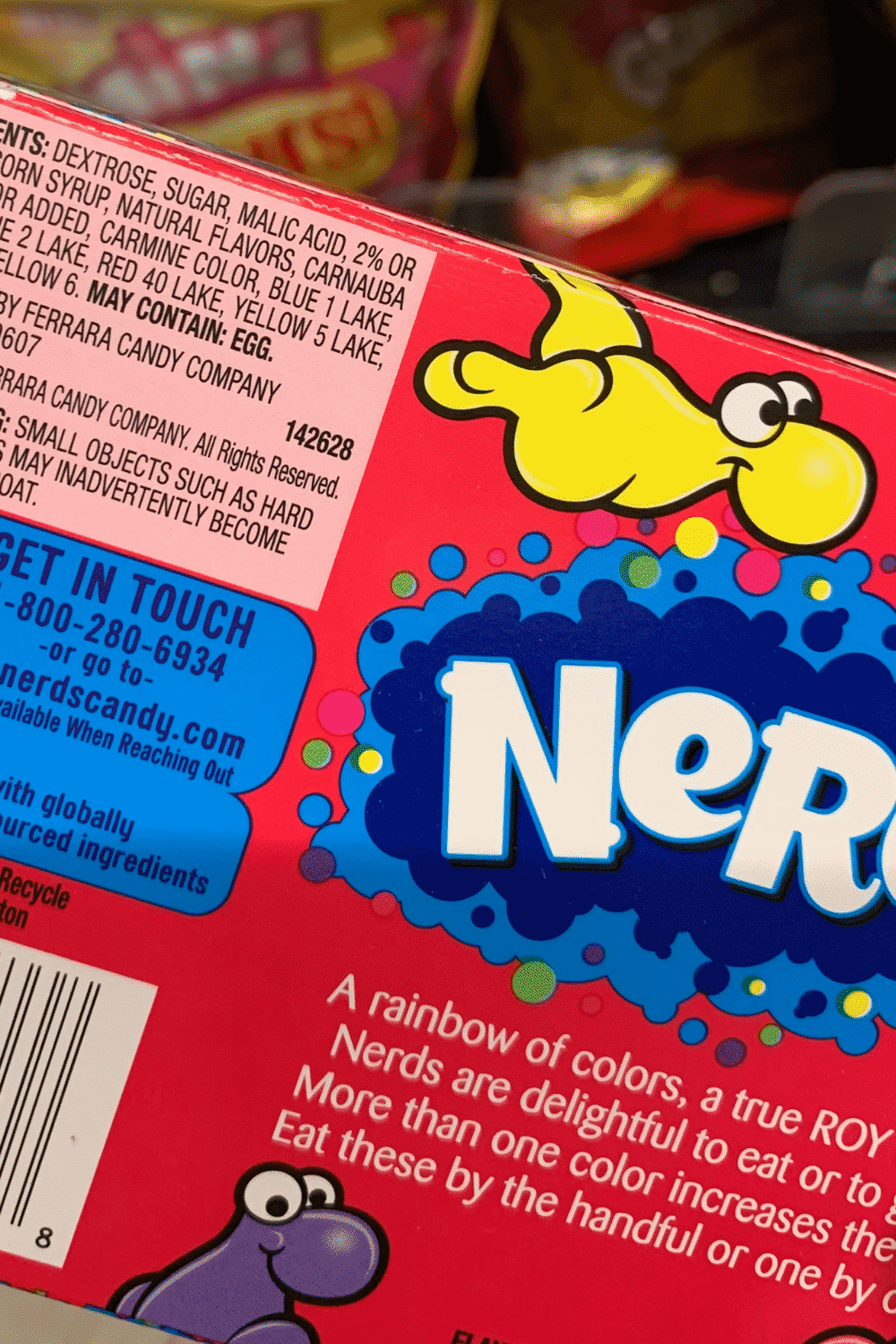 The back of a box of Nerds candy.