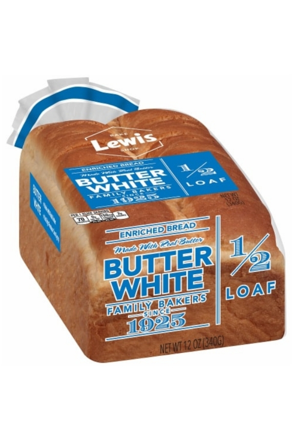 A bag of Lewis Butter White bread.