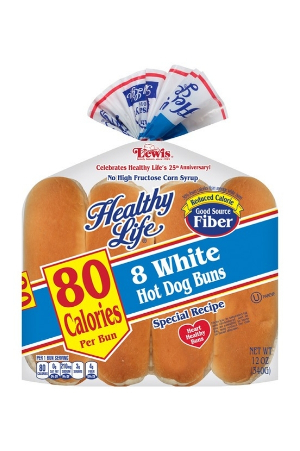 A bag of healthy life hot dog buns.