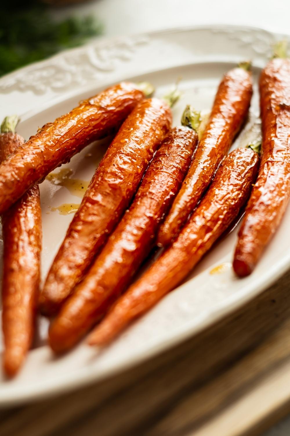 close up of candied carrots