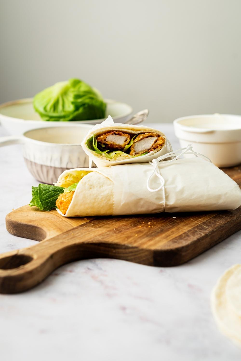 mcdonalds snack wraps wrapped in tied parchment paper