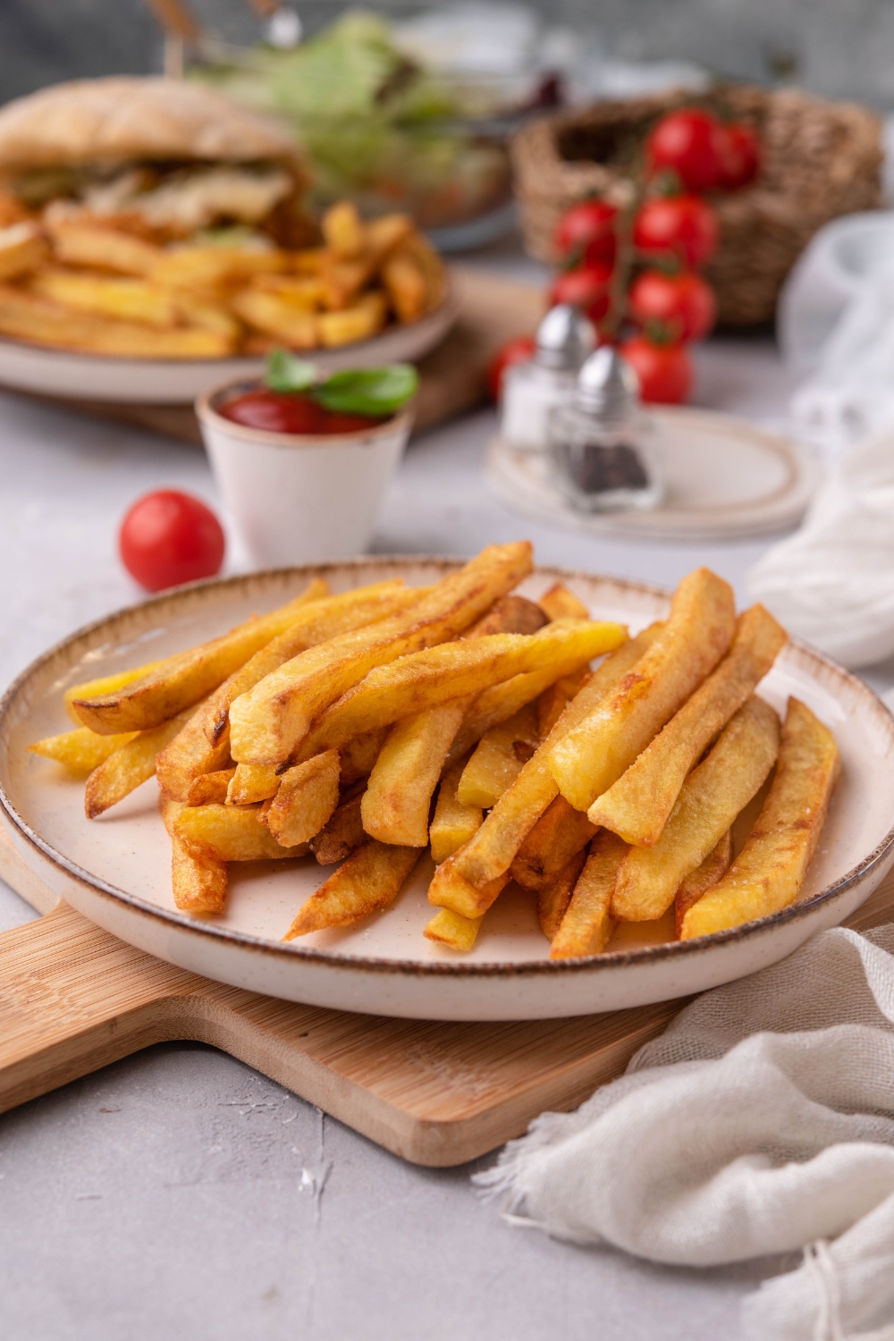 A plate with fries.