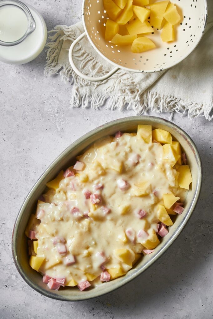 The BEST Cheesy Ham And Potato Casserole Prepped In 10 Minutes   Creamy Ham And Potaton Casserole Recipe 683x1024 