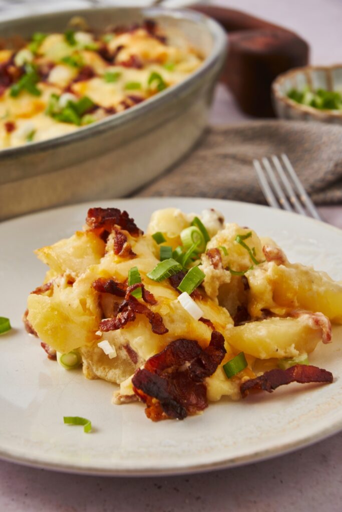 Easy Loaded Baked Potato Casserole Recipe (Prepped In 10 Minutes)
