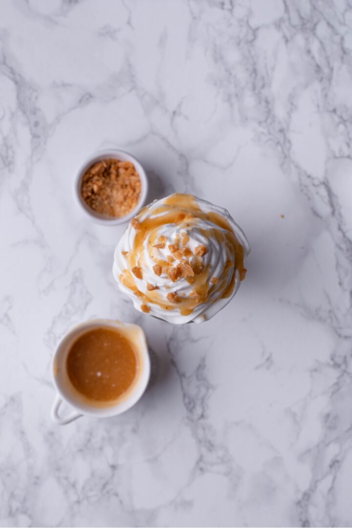 Easy Caramel Ribbon Crunch Frappuccino (Better Than Starbucks)