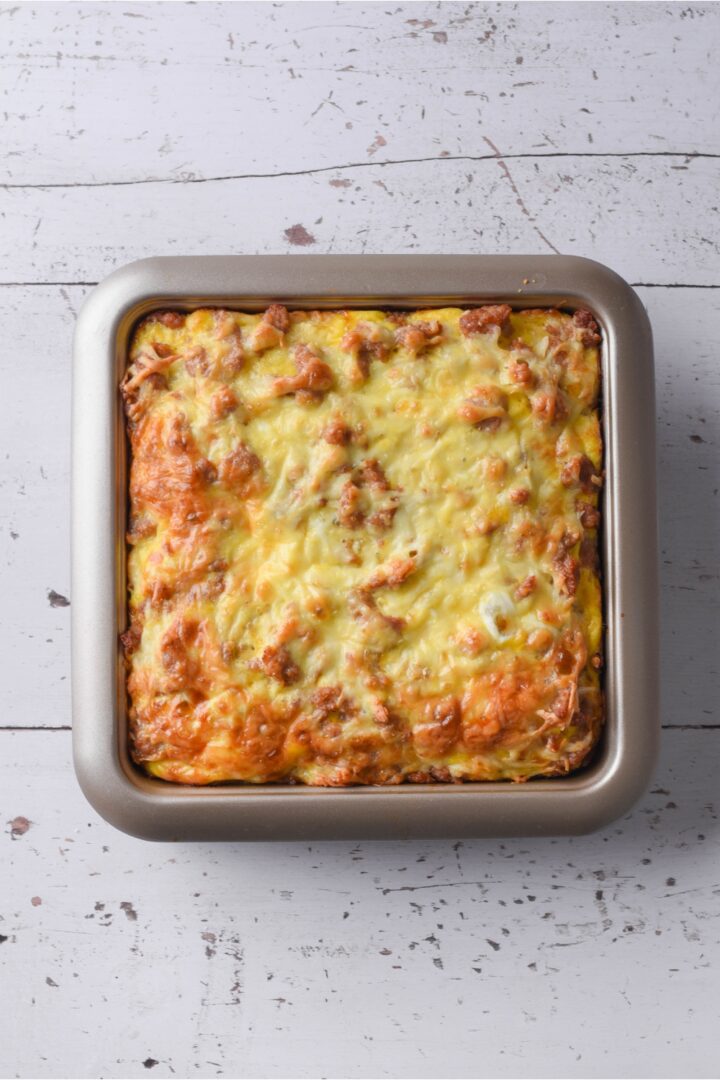 Biscuits and Gravy Casserole (Sausage, Eggs, and Cheese)