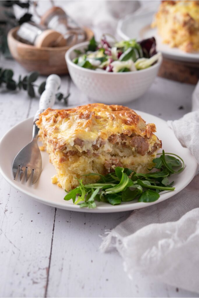 Biscuits and Gravy Casserole (Sausage, Eggs, and Cheese)