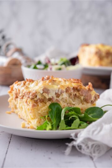 Biscuits and Gravy Casserole (Sausage, Eggs, and Cheese)
