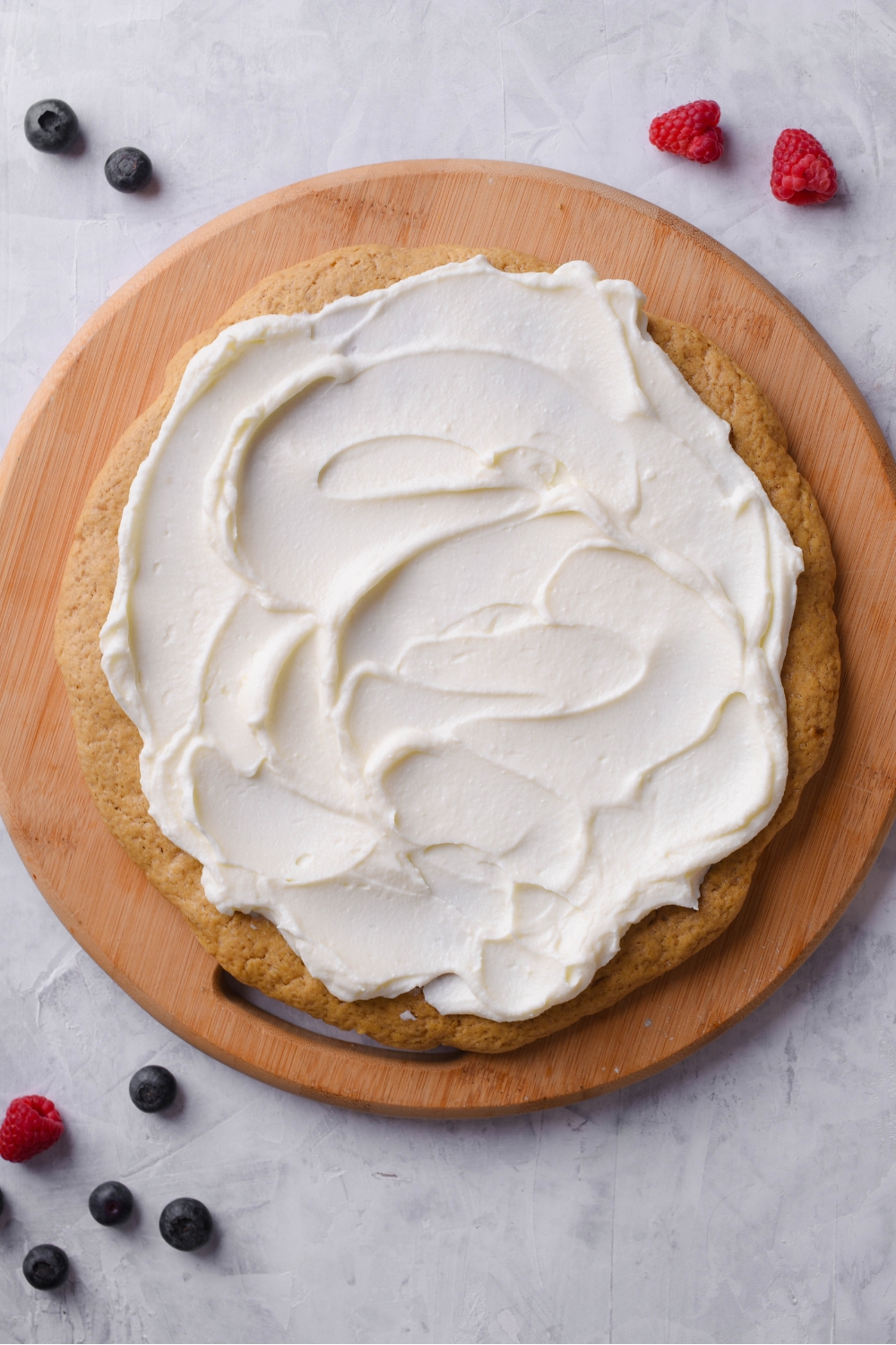 The sugar cookie crust with cream cheese frosting.