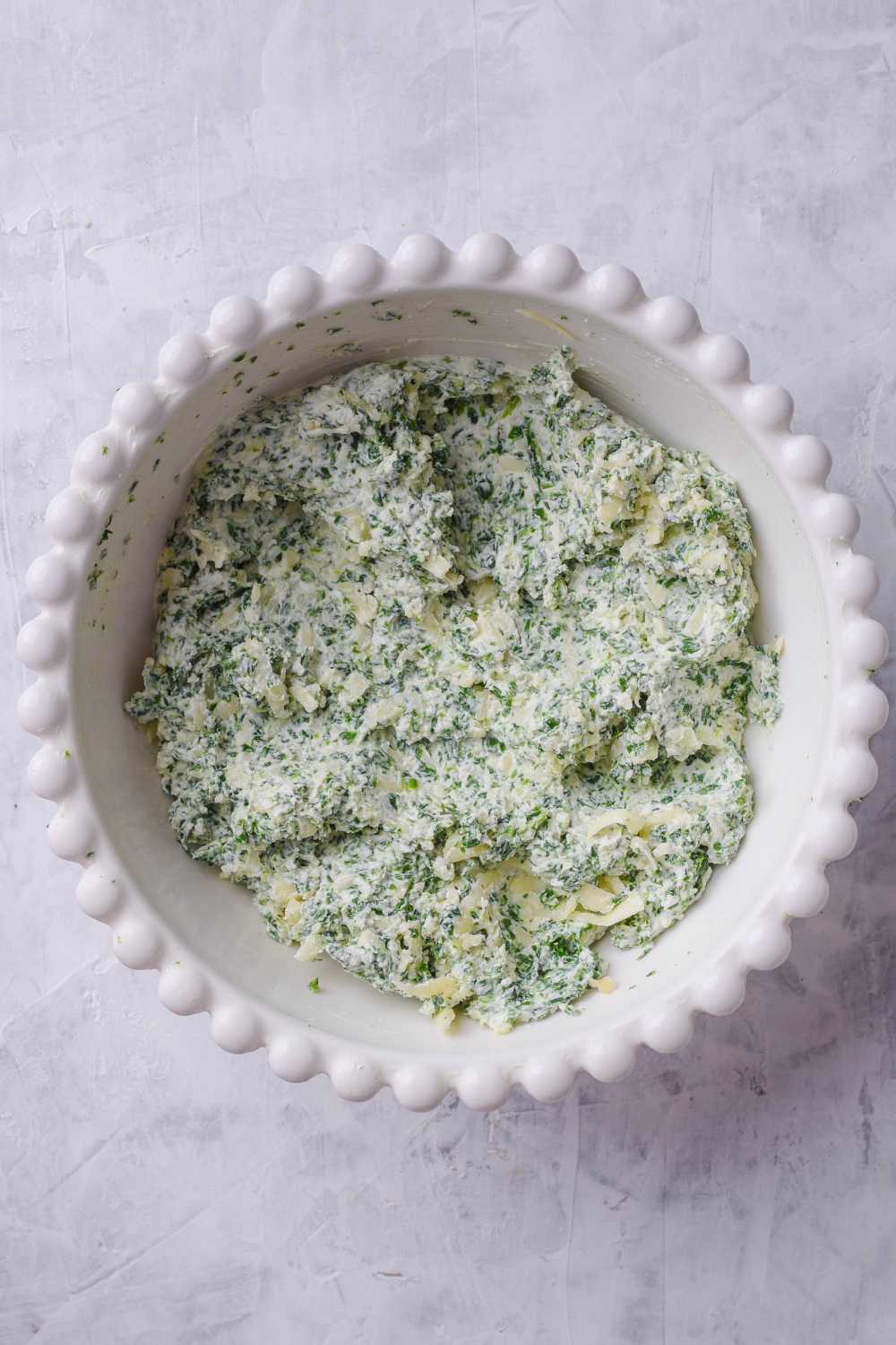 A mixing bowl with the ricotta filling.