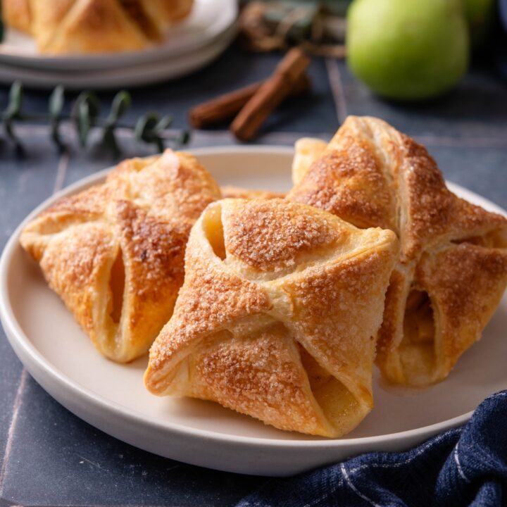 A plate with apple puff pastries.