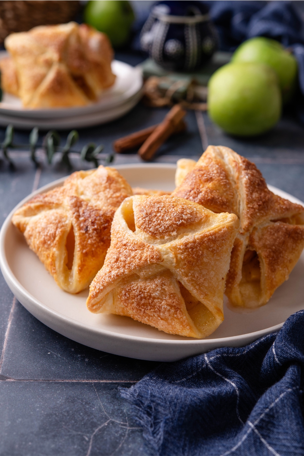 A plate with apple puff pastries.