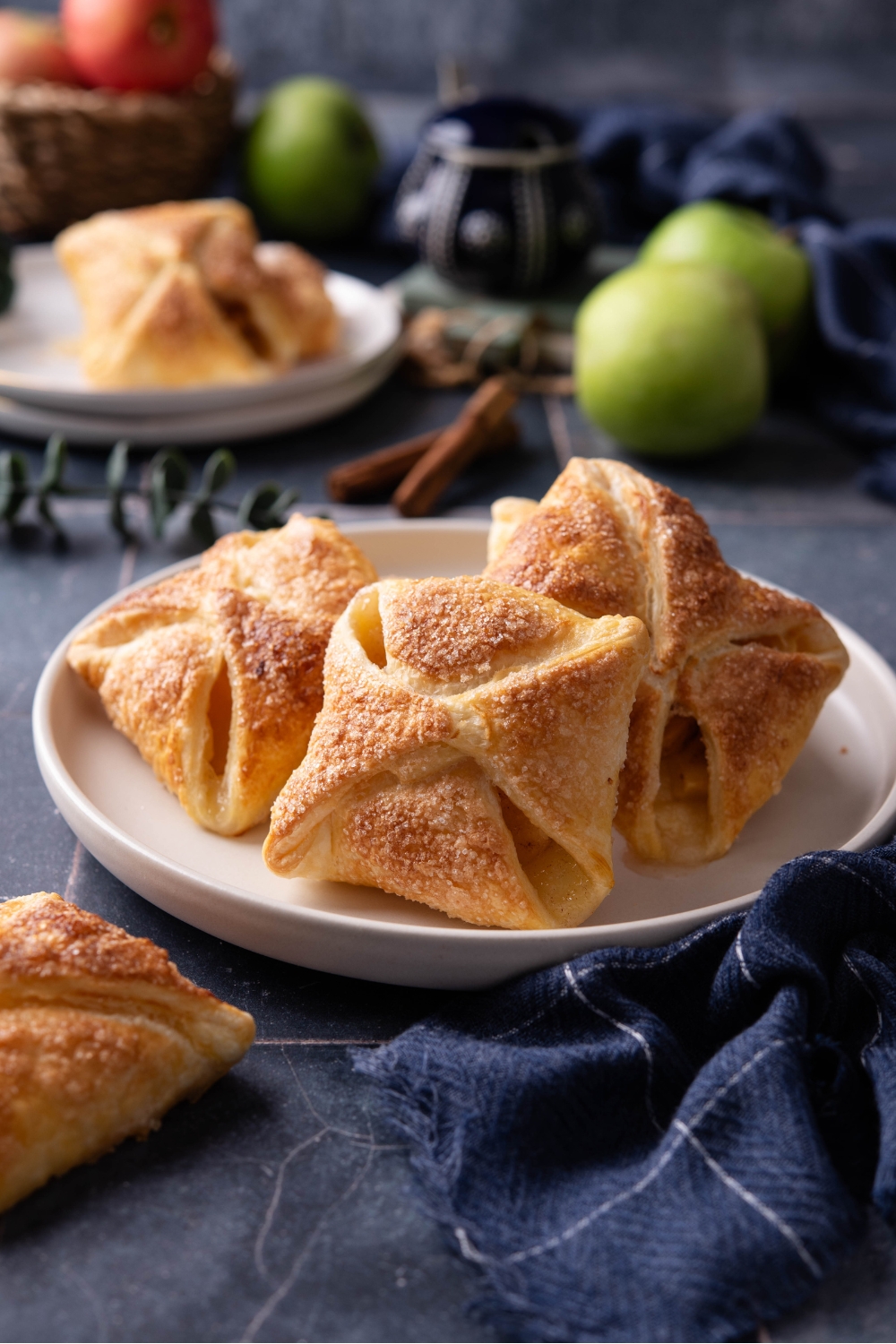 A plate with apple puff pastries.