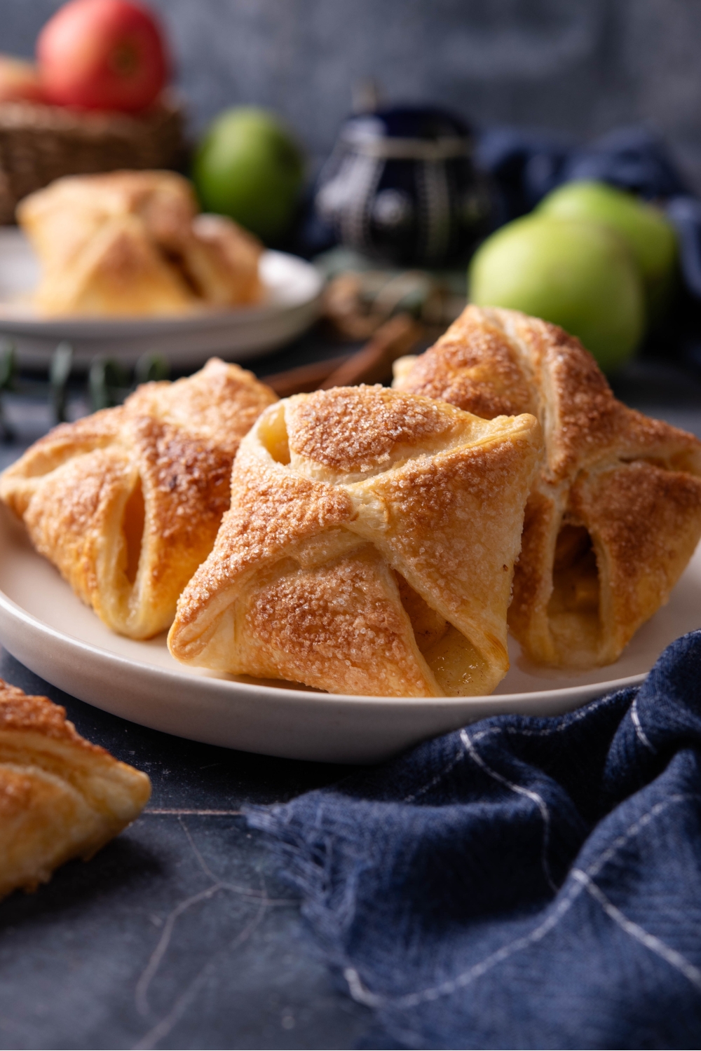 A plate with apple puff pastries.