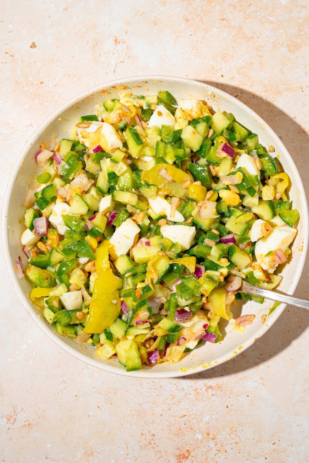 Hot girl summer salad in a white bowl